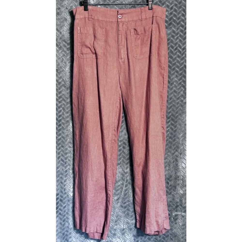 Nicole Miller 100% Linen Wide Leg Pant in Mauve Size 10 Gypsy Boho Chic Coastal